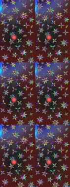 El çizimi çiçekli soyut çizim kalıbı. Raster illüstrasyonu. Renkli çiçekler.