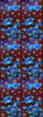 Mavi ve kahverengi renkte çiçekler. Renkli Bahar Teması eskiz kalıbı. Düz Çiçek Elementleri Tasarımı. Sevimli çiçek raster deseni.