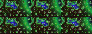 Suluboya çizim kalıbı. Çiçek izi. Suluboya tarzında yeşil ve gri renkte çiçekler.