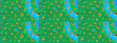 Şirin çiçekler. Çizgi çizimi kalıbı. Raster Moda kumaş deseni.