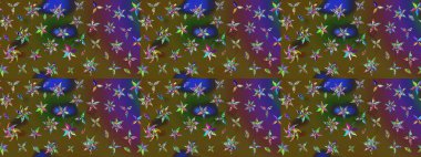 Renkli şirin çiçek deseni. Raster Modaya uygun kumaş deseni. Renkli Bahar Teması eskiz kalıbı. Düz Çiçek Elementleri Tasarımı.