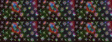 Şirin çiçekler. Çizgi çizimi kalıbı. Raster Moda kumaş deseni.