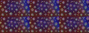 Çiçekli karalama şeklinde Raster çiçek deseni. Mor ve mor renkli çiçekler. Yumuşak, bahar çiçekli arka plan.