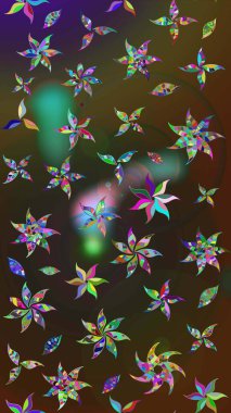 Çizim çiçek deseni duvar kâğıdı olarak kullanılabilir. Raster illüstrasyonu. Kahverengi ve gri renkte çiçekler.