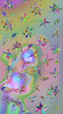 Raster çiçek izi. Çiçeksel nötr ve mavi çizim deseni. Klasik taslak çizimi.