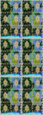 Kusursuz raster arka plan. Çiçek deseni. Şık bir grafik desen. Duvar kâğıdı barok, İspanyol kumaşı. Kahverengi ve bej renklerdeki altın elementler.