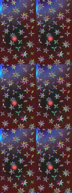 El çizimi çiçekli soyut çizim kalıbı. Raster illüstrasyonu. Renkli çiçekler.