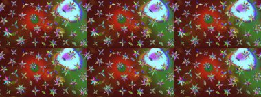 Çiçeksel çizim kalıbının yansıması. Vadinin renkleri.