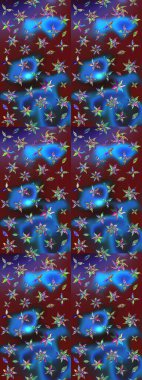 Mavi ve kahverengi renkte çiçekler. Renkli Bahar Teması eskiz kalıbı. Düz Çiçek Elementleri Tasarımı. Sevimli çiçek raster deseni.