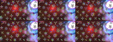 Raster illüstrasyonu. Kahverengi ve mor renkli Asya tekstili. Suluboya çiçekli çiçek deseni.