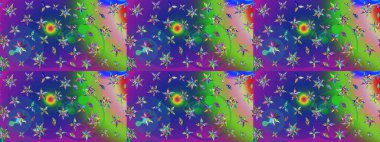 Raster illüstrasyonundaki çiçek desenli çizim. Renkli Bahar Teması eskiz kalıbı. Süslü kumaş deseni. Düz Çiçek Elementleri Tasarımı.