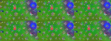 Çiçek deseni. Raster illüstrasyonu. Chichi 'nin kumaş kalıbını çiz. Renkli Bahar Teması eskiz kalıbı. Düz Çiçek Elementleri Tasarımı.