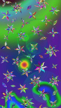 Asya tekstil tarzında. Düz Çiçek Elementleri Tasarımı. Renkli Bahar Teması eskiz kalıbı. Güzel kumaş deseni. Raster illüstrasyonu. Çiçek desenini çiz.