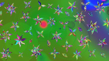 Renkli Bahar Teması eskiz kalıbı. Renkli çiçekler. Düz Çiçek Elementleri Tasarımı. Raster illüstrasyonunda çiçek deseni çizimi.