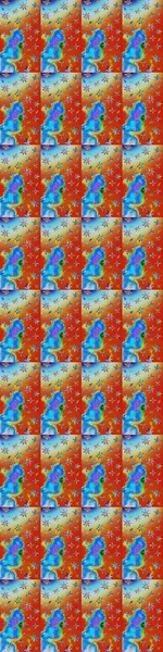 Suluboya çiçekli çiçek deseni. Raster illüstrasyonu. Turuncu ve mavi renkli Asya tekstili.