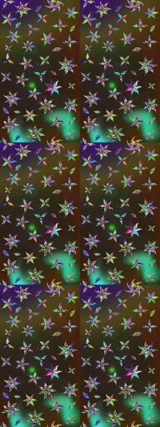 Düz Çiçek Elementleri Tasarımı. Raster Modaya uygun kumaş deseni. Renkli Bahar Teması eskiz kalıbı. Kahverengi ve yeşil renkli şirin çiçek deseni.