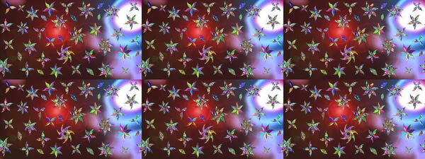 Raster illüstrasyonu. Kahverengi ve mor renkli Asya tekstili. Suluboya çiçekli çiçek deseni.