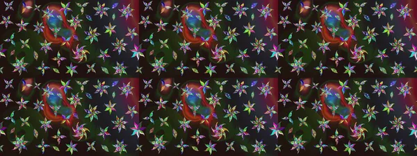 Şirin çiçekler. Çizgi çizimi kalıbı. Raster Moda kumaş deseni.