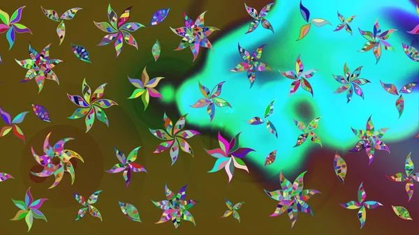 Renkli çiçekler. Kumaş desenli papatya çiçekleri ayrıntıları.