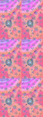 Moda baskıları için zarif bir şablon. Motley illüstrasyonu. Küçük çiçekte güzel bir desen. Küçük renkli çiçekler. Çiçekli bahar çiçekleri.