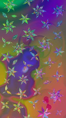 Klasik taslak çizimi. Raster çiçek izi. Raster Yumuşak kumaş deseni. Çiçek kahverengi ve menekşe eskiz deseni.