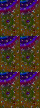 Renkli Bahar Teması eskiz kalıbı. Çiçek desenli eskiz, yaz çiçekleri. Kahverengi ve yeşil renkli çiçekler. Düz Çiçek Elementleri Tasarımı.