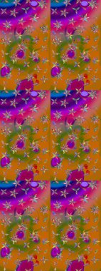 Raster düz çiçek çizim deseni. Turuncu ve kahverengi renkli çiçekler. Tasarım hediye paketi, tebrik kartları, posterler ve afiş tasarımı.