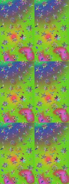 Raster çiçek desenli çiçek deseni, yapraklar, dekoratif elementler, sıçrama, lekeler, el çizimi kontur çizgileri ve Doodle çizim stili, grafik raster çizim çizimi.