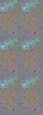 Raster düz çiçek çizim deseni. Hediye ambalaj kağıdı, tebrik kartları, posterler ve pankart tasarımı. Gri ve bej renkli çiçekler.