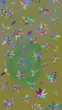 Suluboya çiçekli çiçek deseni. Yeşil ve kahverengi renkli güzel tekstil. Raster illüstrasyonu.