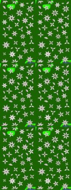 Yeşil ve nötr renklerde şirin çiçekler. Raster illüstrasyonu. Moda baskısı, albüm, ambalaj kağıdı ve duvar kağıdı için zarif dekoratif süslemeler. Küçük çiçekli basit bir çiçek çizimi..