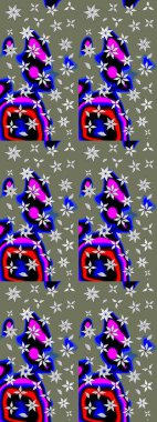 Renkli Bahar Teması eskiz kalıbı. Raster. Düz Çiçek Elementleri Tasarımı.