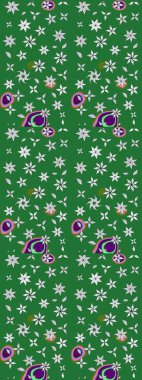 Arkaplan dokusu, duvar kağıdı, yeşil ve nötr renklerde çiçek teması. Soyut etnik raster çizim kalıbı. Kabile sanatı boho baskısı, klasik çiçek arkaplanı.