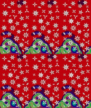 Raster. Zarif, parlak ve kırmızı çiçek desenli eskiz. Sabıka baskıları, bebek kıyafetleri, duvar kâğıtları, paket kutuları vb..
