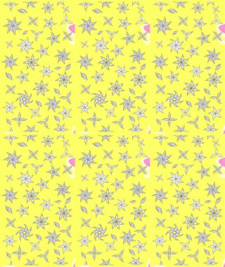 Çiçeksel fantezi tasarımı ve parlak bir arka plan çizimi. Düz Çiçek Elementleri Tasarımı. Renkli Bahar Teması çizim şablonu.