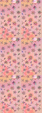 Renkli Bahar Teması eskiz kalıbı. Raster illüstrasyonundaki çiçek desenli çizim. Pembe ve bej renkli çiçekler. Düz Çiçek Elementleri Tasarımı.