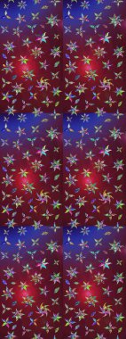 Mor ve kırmızı renkte çiçekler. Renkli Bahar Teması eskiz kalıbı. Raster illüstrasyonundaki çiçek desenli çizim. Düz Çiçek Elementleri Tasarımı.