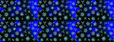 Çiçek ve yapraklı çiçek deseni. Raster illüstrasyonu. Küçük çiçekli şirin desen.