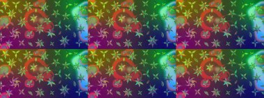 Kabile sanatı boho baskısı, klasik çiçek arkaplanı. Soyut etnik raster çizim kalıbı. Arkaplan dokusu, duvar kağıdı, yeşil ve kahverengi renkli çiçek teması.