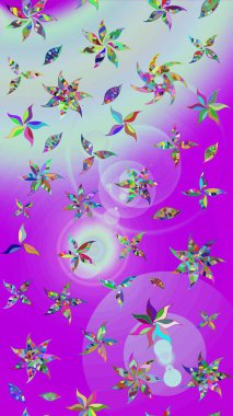 Mor ve nötr renklerde çiçekler. Çiçek süslemeli çizim deseni. Raster illüstrasyonu.