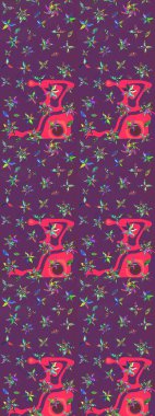 Miles Fleur, süslü püslü bir süs. Eski usul. Kumaş, tekstil, duvar kağıdı baskısı için. Tomurcukları papatya çiçekleri olan sevimli bir çiçek deseni. Raster illüstrasyonu. Taslak arkaplan.