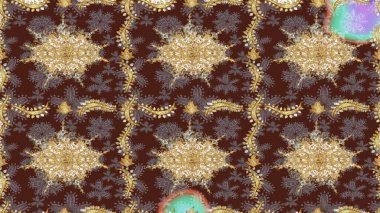 Raster illüstrasyonu. Mor renkli ve altın elementli klasik eskiz deseni.