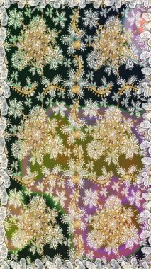 Duvar kâğıdı barok, İspanyol kumaşı. Gri renklerdeki altın elementler. Çiçek deseni. Kusursuz raster arka plan. Şekil grafik deseni.