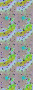 3D çiçekler, eskiz. Raster illüstrasyonu. Tarafsız ve gri renklerde.