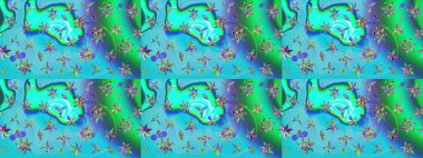 Raster illüstrasyonu. Raster deseni. Küçük çiçekteki sevimli çiçek deseni. # Mavi ve yeşil renkte yaz çiçekleri #.