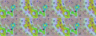 Tekstil veya kitap kapakları, imalat, duvar kağıtları, baskı, hediye paketi ve yapıştırma kitabı için çiçek eskizi geçmişi. Küçük çaplı çiçeklerdeki basit şirin desenler. Raster illüstrasyonu.