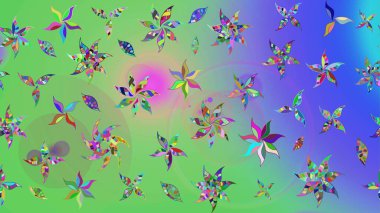 Raster illüstrasyonu. Çiçek. Yeşil ve mavi renklerde. Taslak dekoratif arka plan, çiçek mandala.