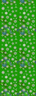 Raster deseni. Bahar çiçekli desen dallı, yeşil ve nötr renkler çiçekli siluet.