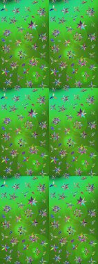 Sketch floral pattern with cute doodles flowers. Raster illustration. In sketch style green and blue colors. Raster illustration. Collection of hand drawn flowers and plants.