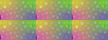 Kumaş, tekstil, duvar kağıdı baskısı için. Renkli desenli eskiz deseni nötr ve yeşil çiçekler ve dekoratif elementlerle. Raster illüstrasyonu. Eskiz geçmişi. Antika retro tarzı.